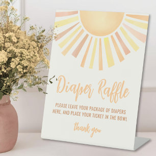 Sun Sunshine Baby Shower Diaper Raffle Pedestal Sign