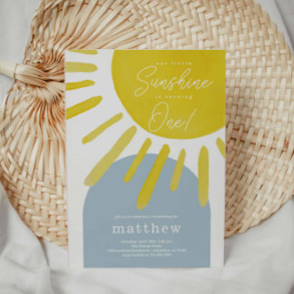 Sun Sunshine Boy's First Birthday Invitation