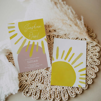 Sun Sunshine Girl's First Birthday Invitation