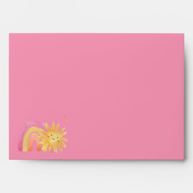 Sun Sunshine Rainbow With Pink | Orange Gradient E Envelope (Front)