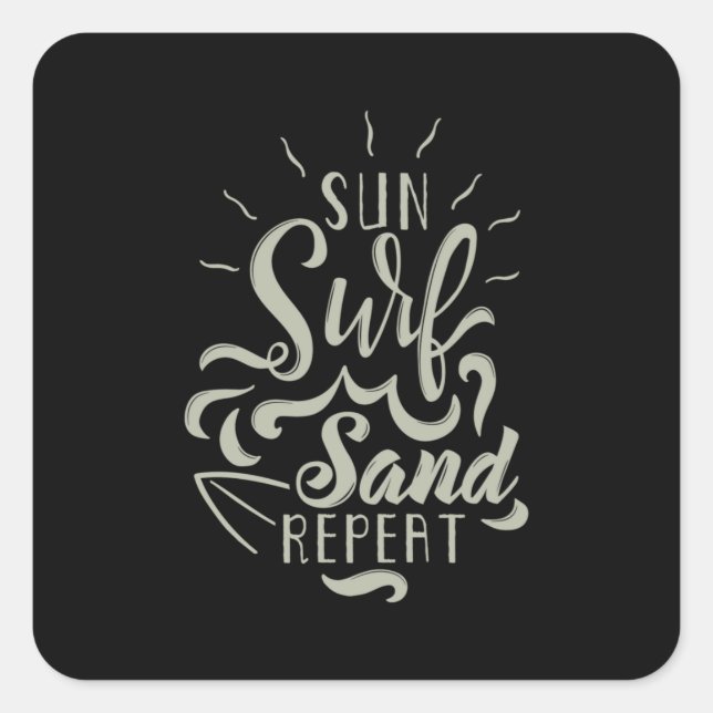 Sun Surf Sand Repeat Square Sticker (Front)