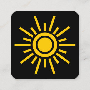 Sun Symbol 01 - Amber on Black Square Business Card