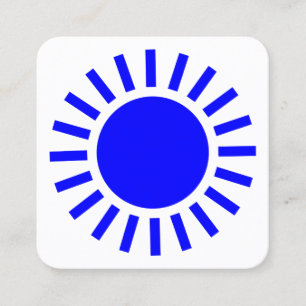 Sun Symbol 02 - Blue on White Square Business Card