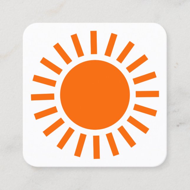 Sun Symbol 02 - Orange on White Square Business Card (Front)