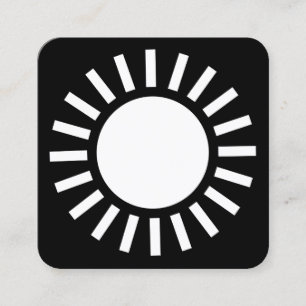 Sun Symbol 02 - White on Black Square Business Card