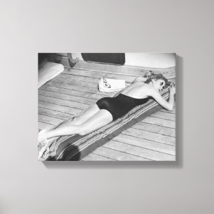 Sun Tanning Woman Canvas Print