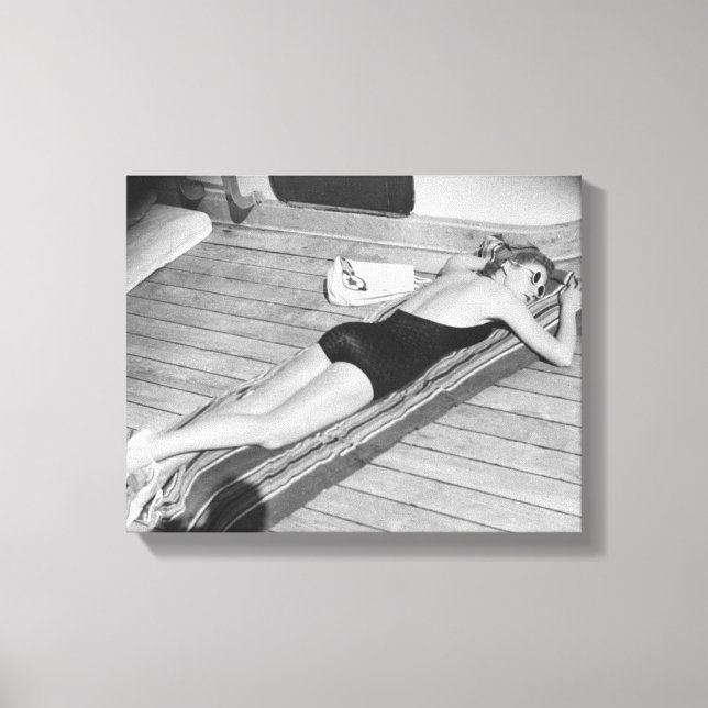 Sun Tanning Woman Canvas Print (Front)