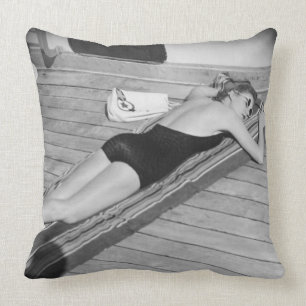 Sun Tanning Woman Cushion