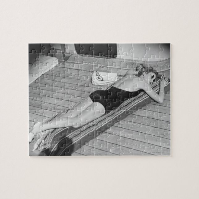 Sun Tanning Woman Jigsaw Puzzle (Horizontal)