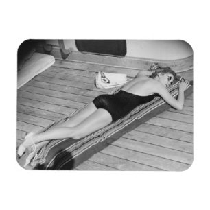 Sun Tanning Woman Magnet