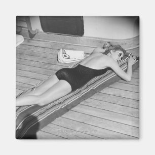 Sun Tanning Woman Magnet