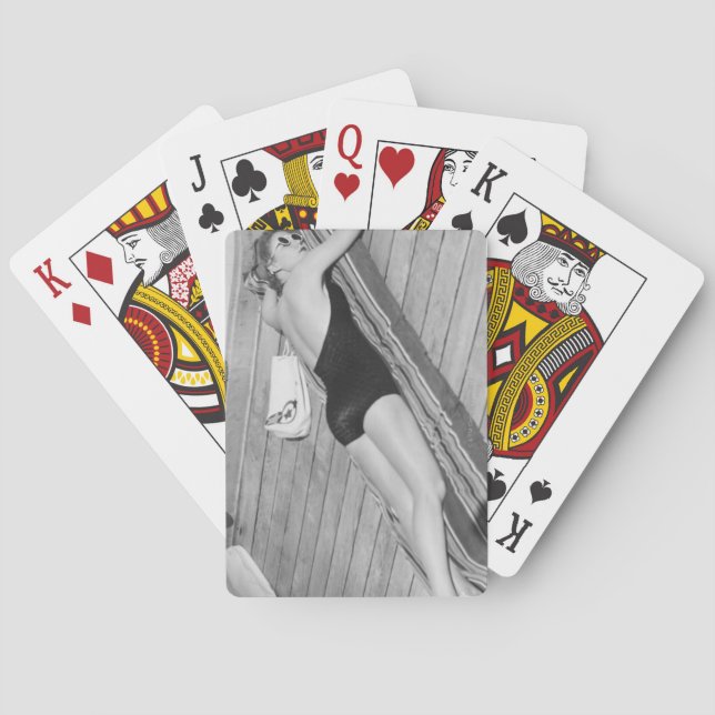 Sun Tanning Woman Playing Cards (Back)