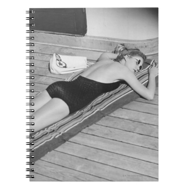 Sun Tanning Woman Spiral Notebook (Front)