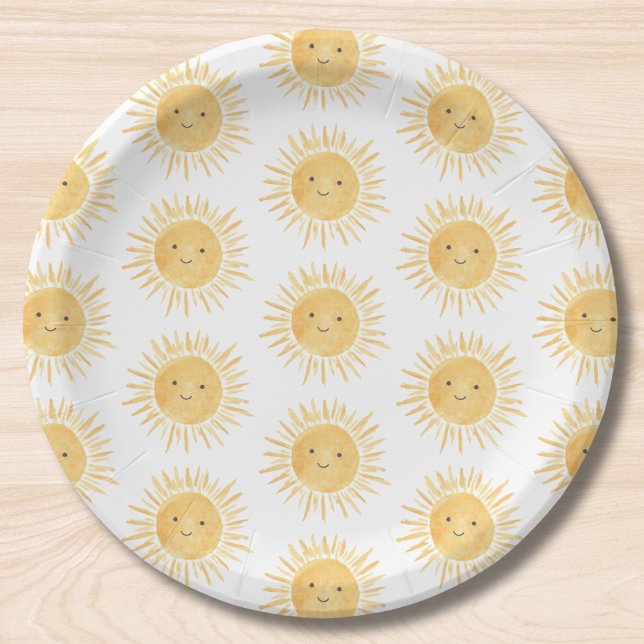 Sun-themed Baby Shower Paper Plate (Creator Uploaded)