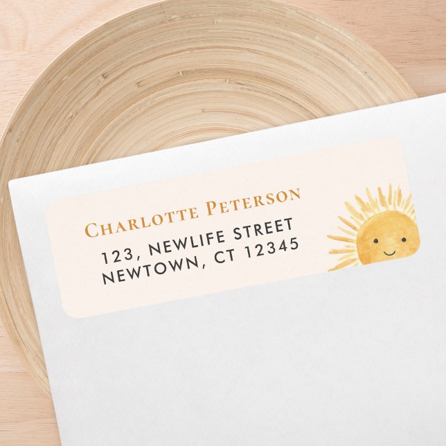 Sun-Themed Baby Shower Return Address (Creator Uploaded)