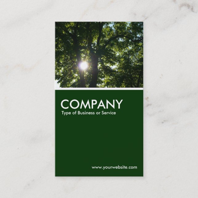 Sun Through the Trees - Dark Green Business Card (Front)