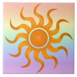 Sun Tile Pastel Rainbow Large Sun Decorative
