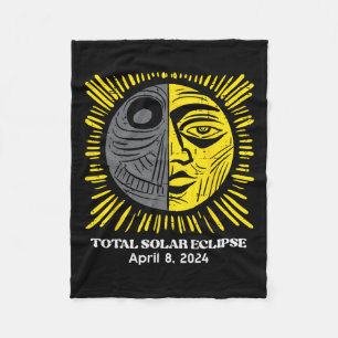 Sun Total Solar Eclipse 2024 April 8 Men Women Kid Fleece Blanket