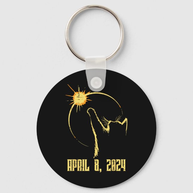 Sun Total Solar Eclipse 2024 April 8 Men Women Kid Key Ring (Front)