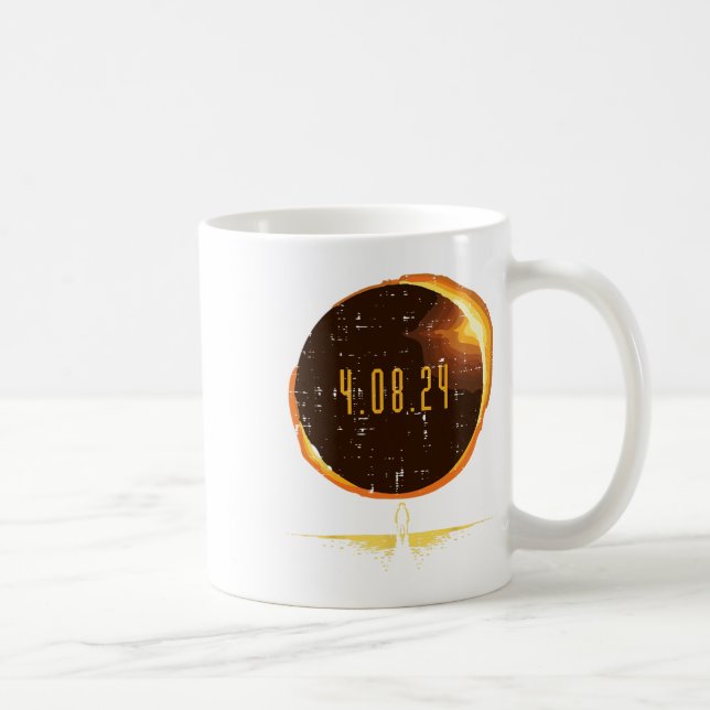Sun Total Solar Eclipse 2024 Totality April 8 Men  Coffee Mug (Right)