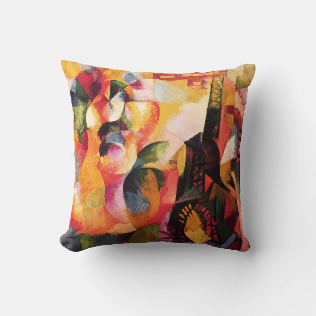 Sun, Tower, Aeroplane, Fine Art Painting Style Cushion (Front)