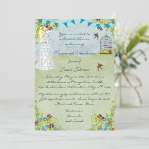 Sun Umbrella Bunting Garden Bridal Shower Invitation