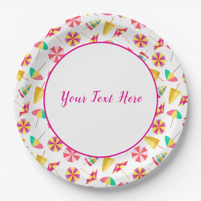 Sun Umbrellas Paper Plate (Front)