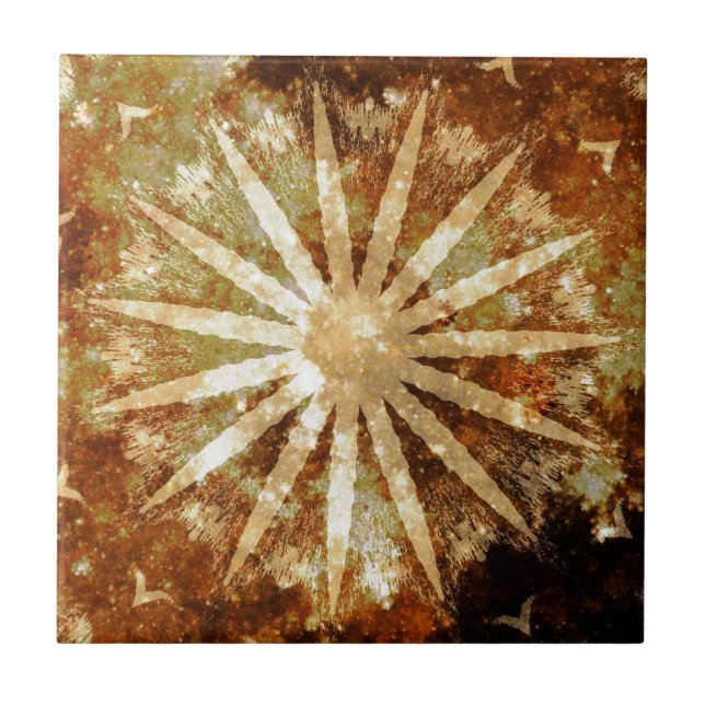Sun Universe Cosmic Warm Golden Brown Colours Tile (Front)