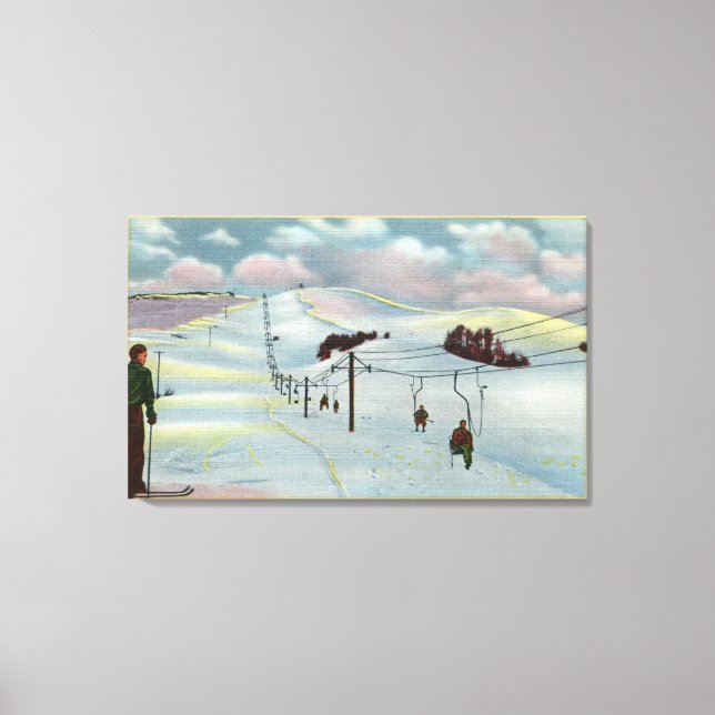 Sun Valley, ID - Sawtooth Mnts. Riding Ski Canvas Print (Front)