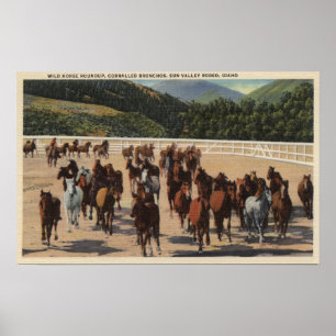 Sun Valley, ID - Wild Horse Roundup Poster