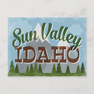 Sun Valley Idaho Fun Retro Snowy Mountains Postcard