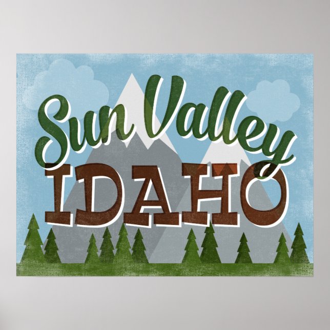 Sun Valley Idaho Fun Retro Snowy Mountains Poster (Front)