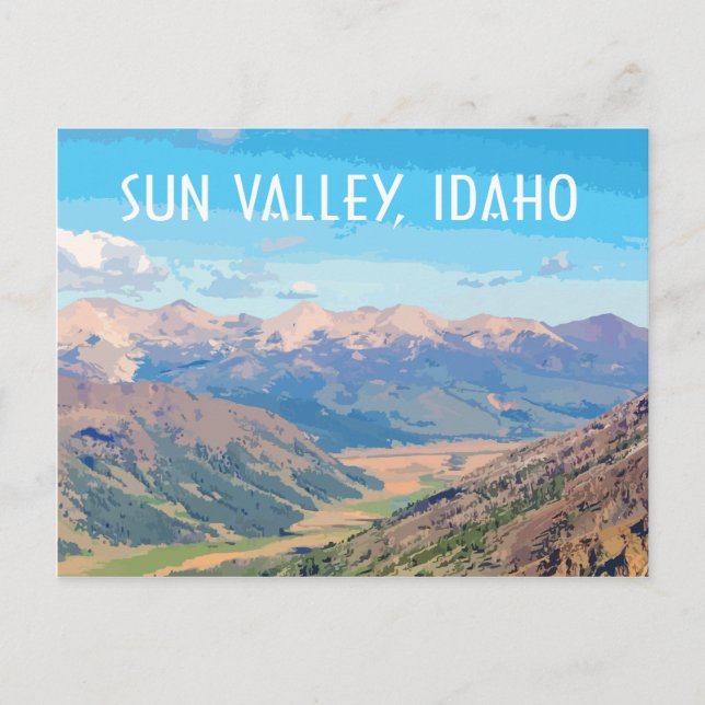 Sun Valley, Idaho, in vintage travel style Postcard (Front)