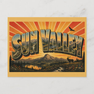 Sun Valley Idaho Mountain River Alpine Lake Art Postcard