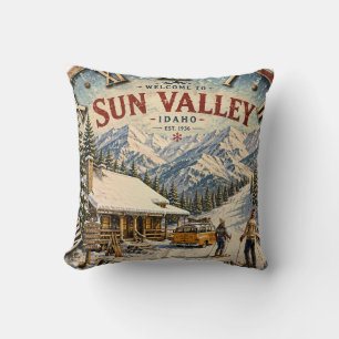 Sun Valley Idaho Ski Resort Rustic Mountain Cabin Cushion