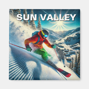 Sun Valley Idaho Skiing Skier Magnet
