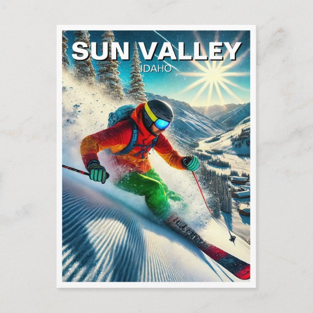 Sun Valley Idaho Skiing Skier Postcard (Front)