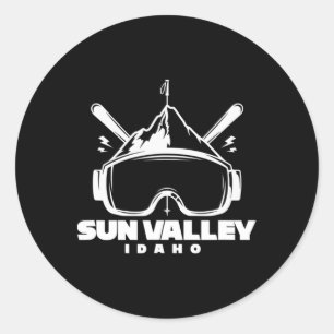 Sun Valley Idaho Souvenir Skiing Snowboarding  Classic Round Sticker