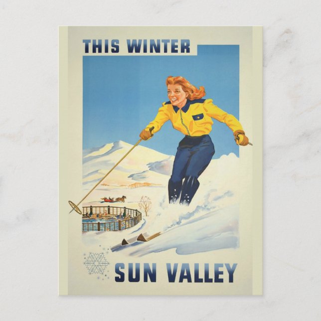 Sun Valley Idaho vintage travel postcard (Front)