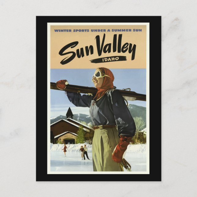 Sun Valley, Idaho, Vintage Travel Poster, Postcard (Front)