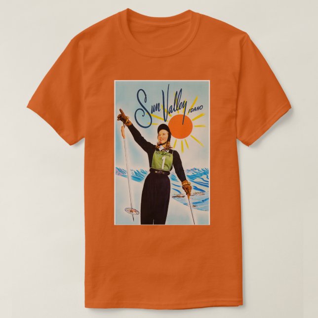 Sun Valley Idaho Vintage Travel Ski T-Shirt (Design Front)