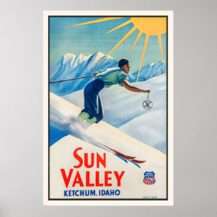 Sun Valley Ketchum Idaho USA America Vintage Ski Poster