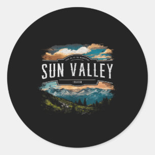 Sun Valley Mountains Idaho Hiking Outdoors Vintage Classic Round Sticker