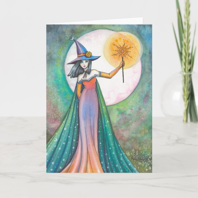 Sun Wand Witch Fantasy Art by Molly Harrison Card (Front)