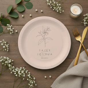 Sun-Washed Garden Wedding Blush ID1283 Paper Plate