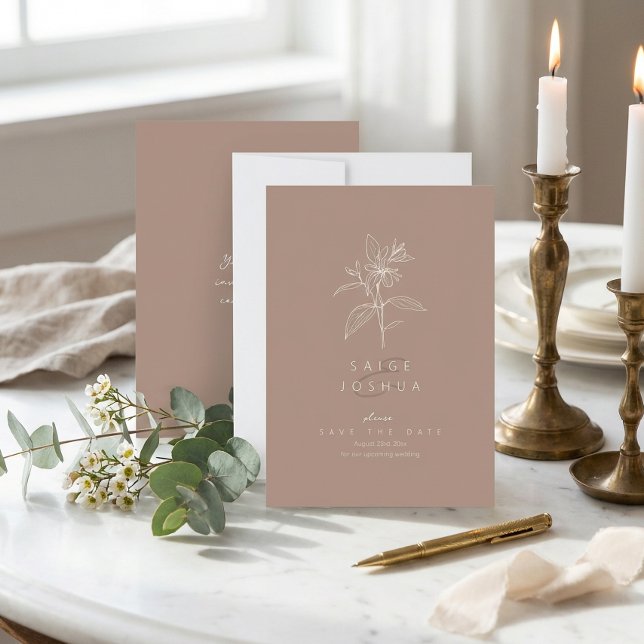 Sun-Washed Garden Wedding Rose Brown ID1283 Save The Date (Creator Uploaded)