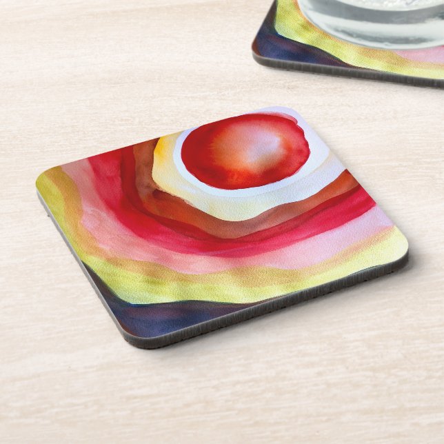 Sun watercolor sunset art coaster (Left Side)