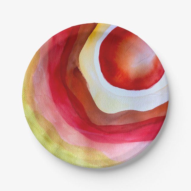 Sun watercolor sunset art paper plate (Front)