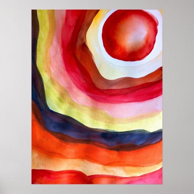 Sun watercolor sunset art poster (Front)