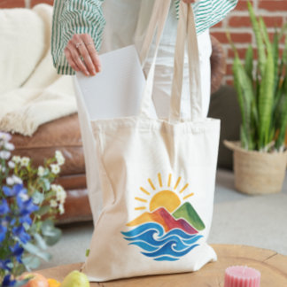 Sun Waves Mountain Nature Tote Bag